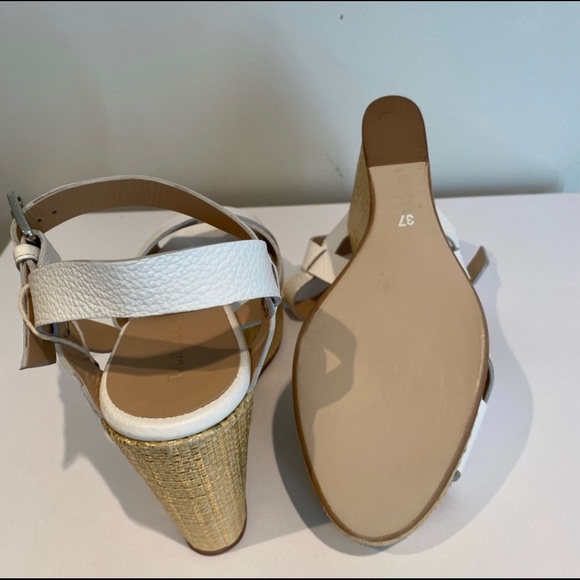 PAROSH White Leather Wedge Size 37 - Picture 3 of 4